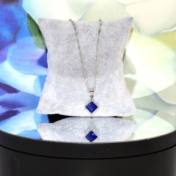 Ae Cee R. Jewelry - Mia Sincerity Simulated Blue Sapphire 925 Sterling Silver Necklace Gift Boxed